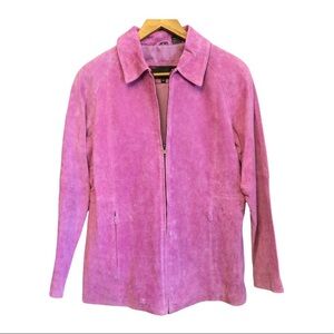Vintage women’s leather jacket size M pink orchid Phase Two zip up pockets